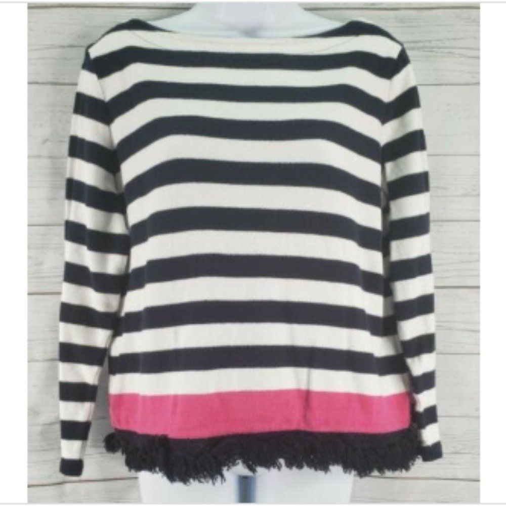 Crown & Ivy Sweater Top Small Blue White Striped